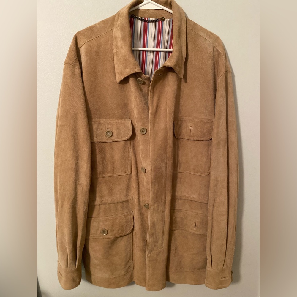 Giorgio Of Palm Beach Men’s Beige Suede / Ostrich Leather Jacket NWT